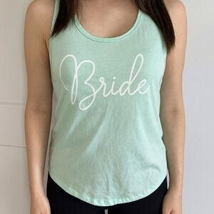 Bride Tank Top Racerback Mint Green Bachelorette Party Wedding Size L